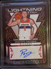Kristaps Porzingis [Red] #LSS-KPZ Basketball Cards 2021 Panini Obsidian Lightning Strike Signatures Prices