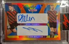 Phil Foden , Kevin De Bruyne [Purple] #DA-63 Soccer Cards 2022 Leaf Vivid Dual Autographs Prices
