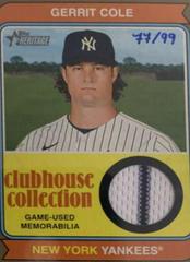Gerrit Cole [Gold] Baseball Cards 2023 Topps Heritage Clubhouse Collection Relics Prices