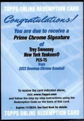 Trey Sweeney #PCS-TS Baseball Cards 2022 Bowman Chrome Prime Signatures Prices