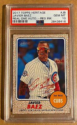 Javier Baez [Red Ink] #JB Baseball Cards 2017 Topps Heritage Real One Autographs