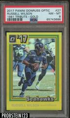 Russell Wilson [Gold] Football Cards 2017 Panini Donruss Optic 1981 Tribute Prices