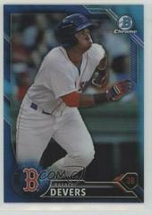 Rafael Devers [Chrome Blue Refractor] Baseball Cards 2016 Bowman Prospects Prices