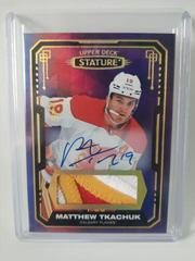 Matthew Tkachuk [Design Variant Autograph Material Purple] #72 Hockey Cards 2021 Upper Deck Stature Prices