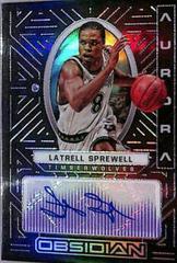 Latrell Sprewell [Purple] Basketball Cards 2021 Panini Obsidian Aurora Autographs Prices