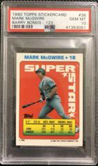 Mark McGwire, Barry Bonds Baseball Cards 1990 Topps Stickercard Prices