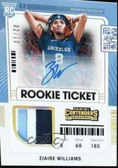 Ziaire Williams [Autograph] Basketball Cards 2021 Panini Contenders Rookie Ticket Swatches Prices