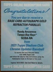 Randy Arozarena [Gold Refractor] #SCBA-RA Baseball Cards 2021 Stadium Club Chrome Autographs Prices