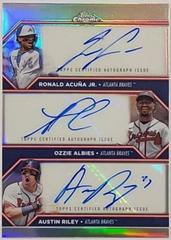 Austin Riley, Ozzie Albies, Ronald Acuna Jr. Baseball Cards 2023 Topps Chrome Update Triple Autographs Prices