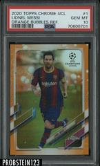 Lionel Messi [Orange Bubbles] Soccer Cards 2020 Topps Chrome UEFA Champions League Prices
