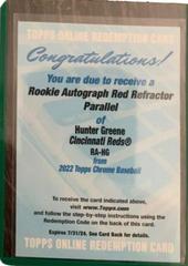 Hunter Greene [Red] #RA-HG Baseball Cards 2022 Topps Chrome Rookie Autographs Prices