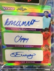 Amani Richards , Chris Popov , Oliver Ewing [Green] #TA-20 Soccer Cards 2022 Leaf Vivid Triple Autographs Prices