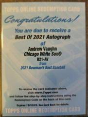 Andrew Vaughn #B21-AV Baseball Cards 2021 Bowman’s Best of 2021 Autographs Prices
