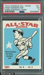 Kiner Homers for [Third Straight Year] Baseball Cards 1974 Laughlin All Star Prices