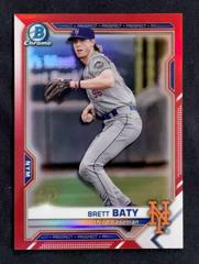 Brett Baty [Red Refractor] #BDC-130 Baseball Cards 2021 Bowman Draft Chrome Prices