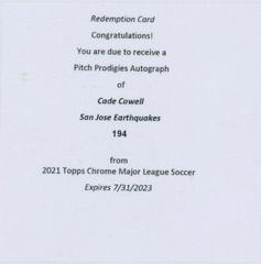 Cade Cowell [Refractor] Soccer Cards 2021 Topps Chrome MLS Prices