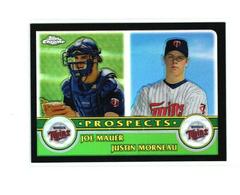 Joe Mauer, Justin Morneau [Black Refractor] #436 Baseball Cards 2003 Topps Chrome Prices