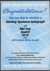 Mike Trout #SOA-MT Baseball Cards 2023 Bowman Sterling Opulence Autographs Prices
