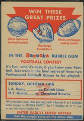 Contest Card,Oct 14 [Rams Lions, Giants Browns] Football Cards 1956 Topps Prices