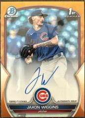 Jaxon Wiggins [Orange] #CDA-JWG Baseball Cards 2023 Bowman Draft Chrome Prospect Autographs Prices