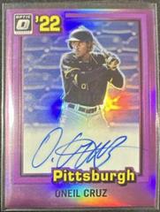 Oneil Cruz [Purple] #81S-OC Baseball Cards 2022 Panini Donruss Optic Retro 1981 Signatures Prices