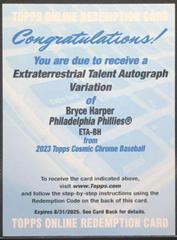 Bryce Harper #ETA-BH Baseball Cards 2023 Topps Cosmic Chrome Extraterrestrial Talent Autographs Prices
