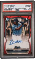 Xavier Isaac [Red Lava] Baseball Cards 2023 Bowman Chrome Prospect Autographs Prices