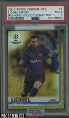 Lionel Messi [Running Gold Refractor] #1 Soccer Cards 2018 Topps Chrome UEFA Champions League Prices