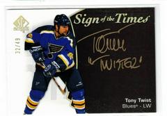 Tony Twist [Black Gold Ink] #SOTT-TT Hockey Cards 2021 SP Authentic Sign of the Times Autographs Prices