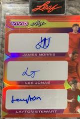 James Norris , Lee Jonas , Layton Stewart [Red] #TA-19 Soccer Cards 2022 Leaf Vivid Triple Autographs Prices