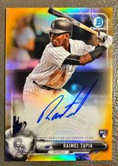 Raimel Tapia [Chrome Orange Refractor] Baseball Cards 2017 Bowman Rookie Autographs Prices