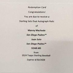 Manny Machado / Juan Soto #SDAR-MS Baseball Cards 2024 Topps Sterling Dual Autograph Relic Prices