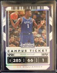 Zion Williamson [Campus] #13 Basketball Cards 2020 Panini Contenders Draft Picks Prices