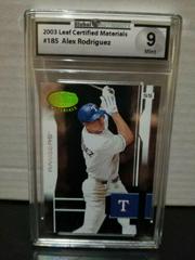 Alex Rodriguez #185 Baseball Cards 2003 Leaf Certified Materials Prices