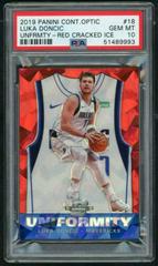 Luka Doncic [Red Cracked Ice] #18 Basketball Cards 2019 Panini Contenders Optic Uniformity Prices
