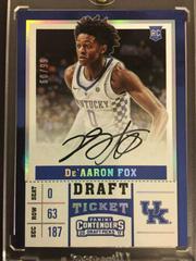 DE'Aaron Fox [Autograph] Basketball Cards 2017 Panini Contenders Draft Picks Prices
