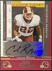 Carlos Rogers [Preview Ticket Autograph Green] Football Cards 2005 Playoff Contenders Prices
