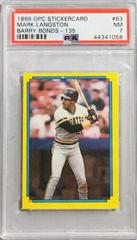 Barry Bonds Baseball Cards 1988 O Pee Chee Stickers Prices