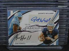 Javonte Williams, Sam Howell Football Cards 2022 Panini Immaculate Collegiate Dual Autographs Prices