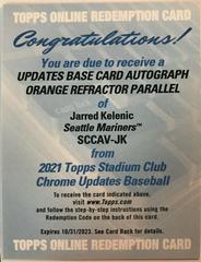 Jarred Kelenic [Orange Refractor] #SCCAV-JK Baseball Cards 2021 Stadium Club Chrome Autographs Prices