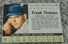 Frank Thomas [Hand Cut] #193 Baseball Cards 1961 Post Cereal Prices