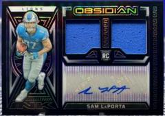 Sam LaPorta [Purple Electric Etch] #27 Football Cards 2023 Panini Obsidian Rookie Jersey Ink Prices
