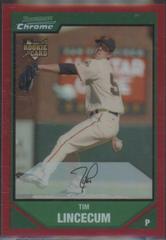 Tim Lincecum [Red Refractor] #217 Baseball Cards 2007 Bowman Chrome Prices
