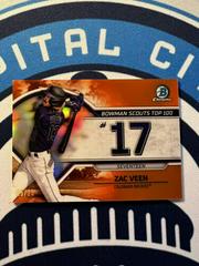 Zac Veen [Orange] #BTP-17 Baseball Cards 2023 Bowman Scouts Top 100 Prices