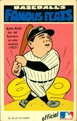 Babe Ruth #20 Baseball Cards 1972 Fleer Famous Feats Prices