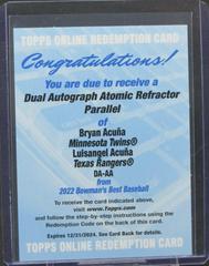 Bryan Acuna, Luisangel Acuna [Atomic] #DA-AA Baseball Cards 2022 Bowman's Best Dual Autographs Prices