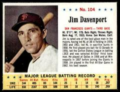 Jim Davenport [Hand Cut] #104 Baseball Cards 1963 Post Cereal Prices