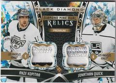 Anze Kopitar, Jonathan Quick [Premium] #DMDR-KQ Hockey Cards 2022 Upper Deck Black Diamond Mine Dual Relics Prices