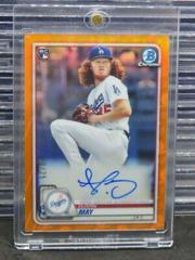 Dustin May [Orange Refractor] Baseball Cards 2020 Bowman Chrome Rookie Autographs Prices