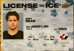 Zach Dean Hockey Cards 2023 Upper Deck Team Canada Juniors License to Ice Prices